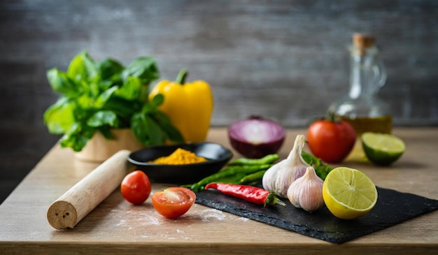 Kuchnia z przyprawami i warzywami